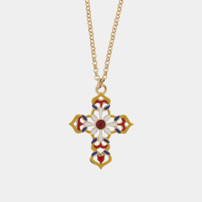 Collana in Metallo con croce colorata