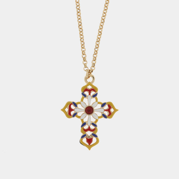 Collana in Metallo con croce colorata - BYSIMON gioielli