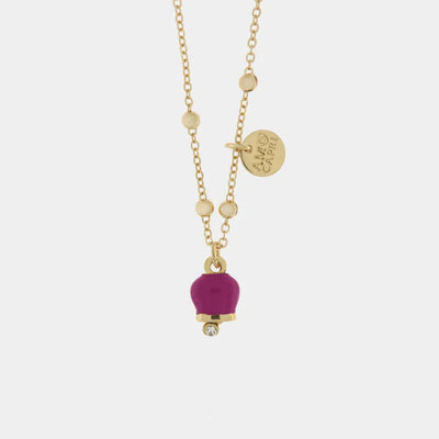 Collana in Metallo con campanella portafortuna pendente, impreziosita da smalto e cristalli - BYSIMON gioielli