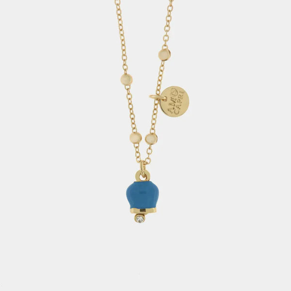 Collana in Metallo con campanella portafortuna pendente, impreziosita da smalto e cristalli - BYSIMON gioielli