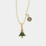 Collana in Metallo giro di perle con albero di Natale
