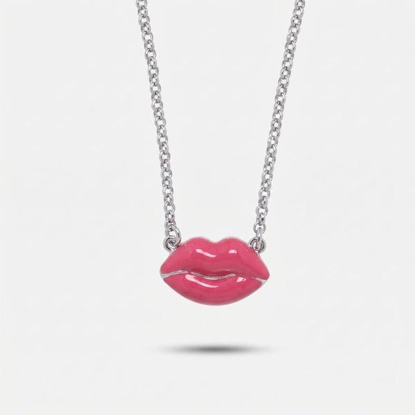 Collana in Metallo con bocca fucsia