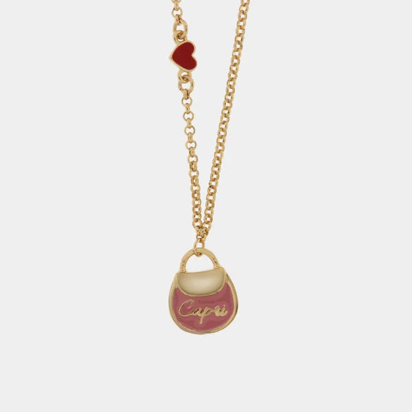 Collana in Metallo con borsa rosa Capri - BYSIMON gioielli