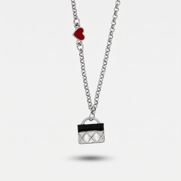 Collana in Metallo con borsa rettangolare nera - BYSIMON gioielli