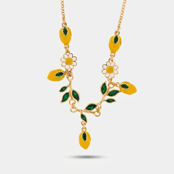 Collana in Metallo con limoni e foglie - BYSIMON gioielli