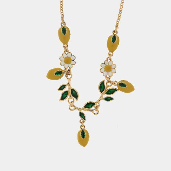 Collana in Metallo con limoni e foglie - BYSIMON gioielli