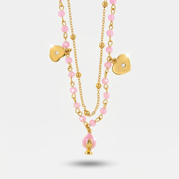 Collana in Metallo con perle e pumo portafortuna smaltato color bianco BYS - gioiello BySimon