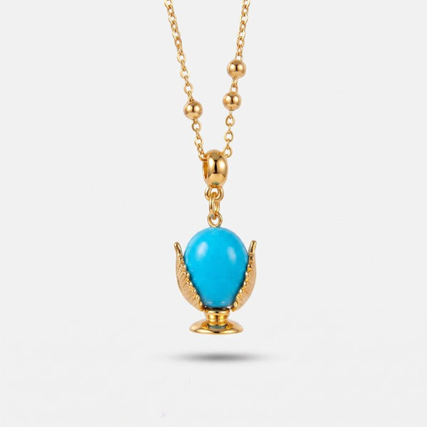 Collana in Metallo con pumo turchese - BYSIMON gioielli