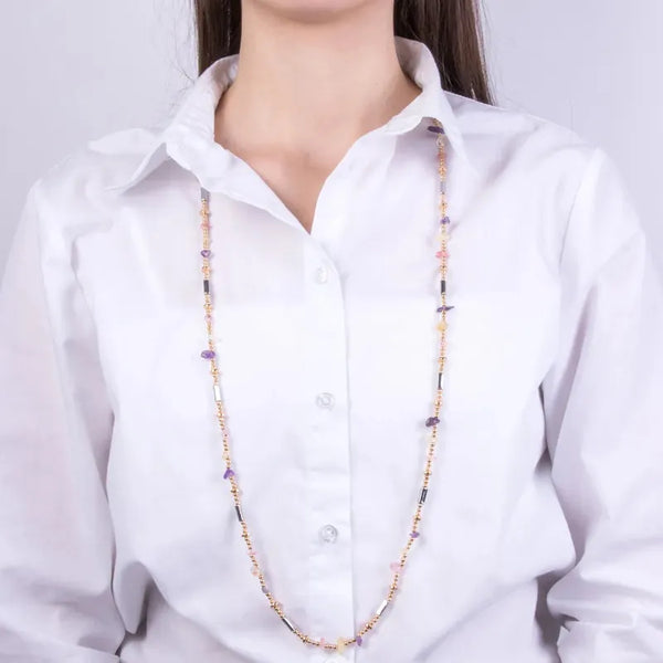 Collana in Metallo con cristalli e pietre viola