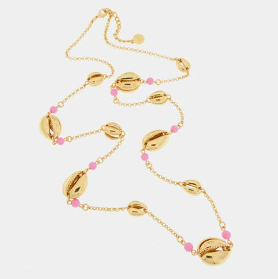 Collana conchiglia con perline rosa | collana con conchiglie | BYSIMON