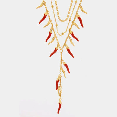 Collana in metallo con cornetti rossi napoletani pendenti | cornetti napoletani portafortuna | BYSIMON
