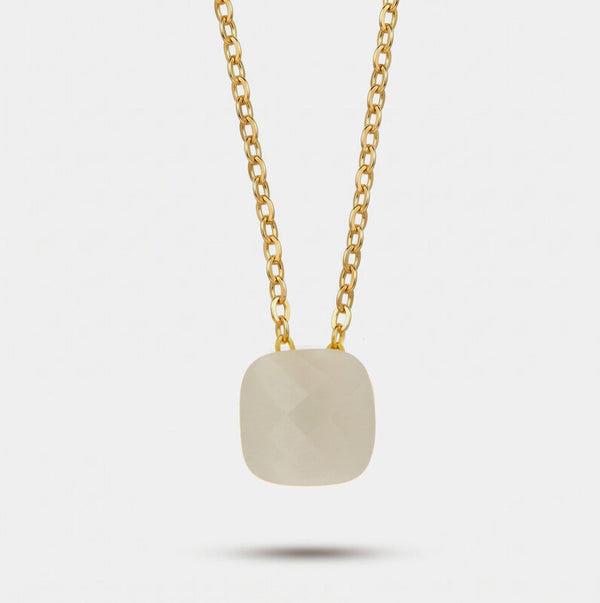 Collana in Metallo con cristallo quadrato bianco - BYSIMON gioielli