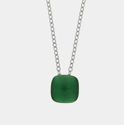 Green Square Crystal Metal Necklace