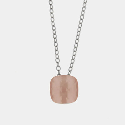 Collana in Metallo con cristallo quadrato rosa cipria - BYSIMON gioielli