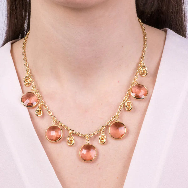 Collana in Metallo con cristalli rosa - BYSIMON gioielli