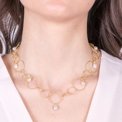 Collana in Metallo a cerchio con perline