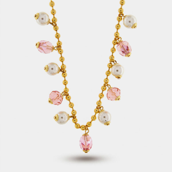 Collana in Metallo con cristalli e perle sintetiche - BYSIMON gioielli