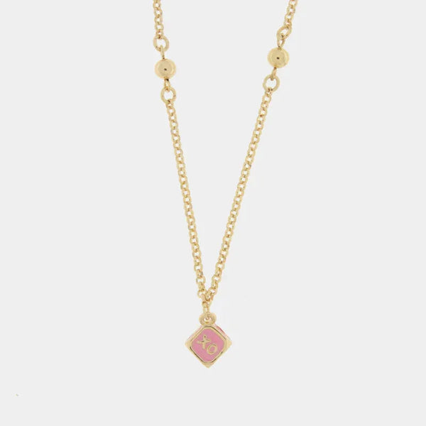 Collana in Metallo con dado rosa - BYSIMON gioielli