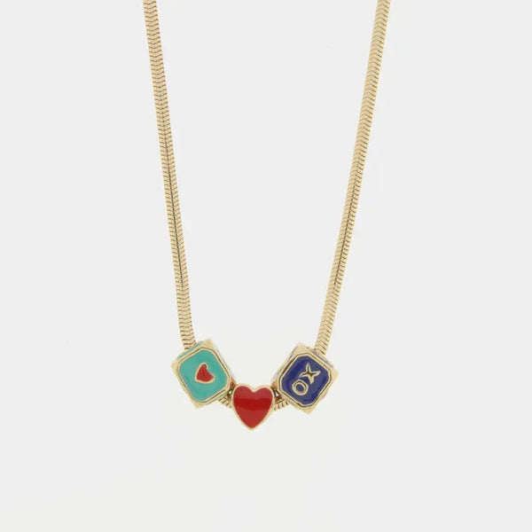 Collana in Metallo con cuore rosso e dadi - BYSIMON gioielli