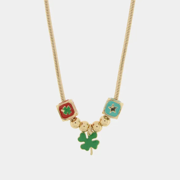 Collana in Metallo con quadrifoglio e dadi - BYSIMON gioielli
