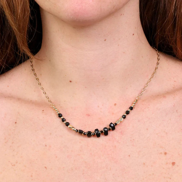 Collana in Metallo con pietre nere rettangolari - BYSIMON gioielli