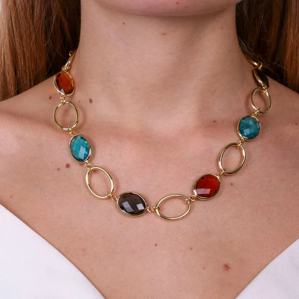 Collana in Metallo con cristalli colorati AMOVENEZIA - gioiello BySimon