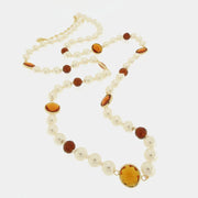 Collana in Metallo con perle e cristalli marroni