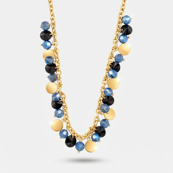 Collana in Metallo con cristalli e targhe martellate - BYSIMON gioielli
