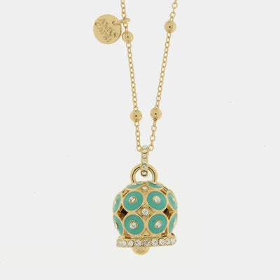 Collana in Metallo con campana a pois verde e zirconi grande - BYSIMON gioielli