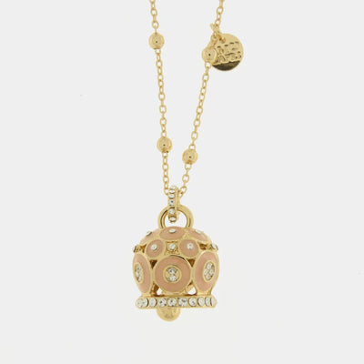 Collana in Metallo con campana a pois rosa e zirconi grande - BYSIMON gioielli