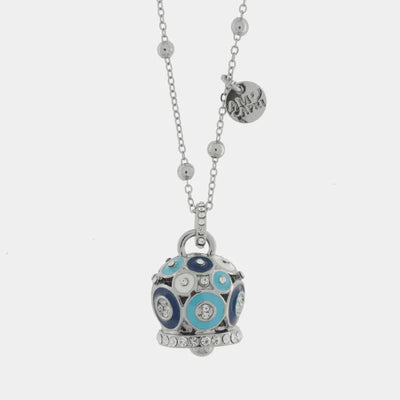 Collana in Metallo con campana a pois blu e azzurro e zirconi grande - BYSIMON gioielli