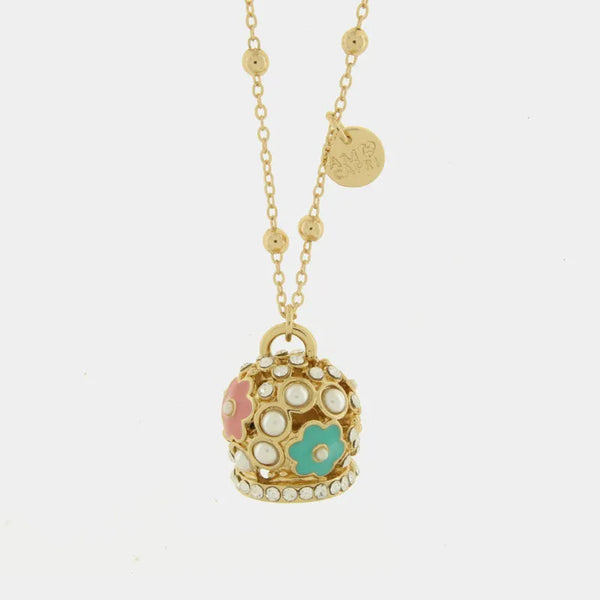 Collana in Metallo con campana a fiore e perlegrande - BYSIMON gioielli