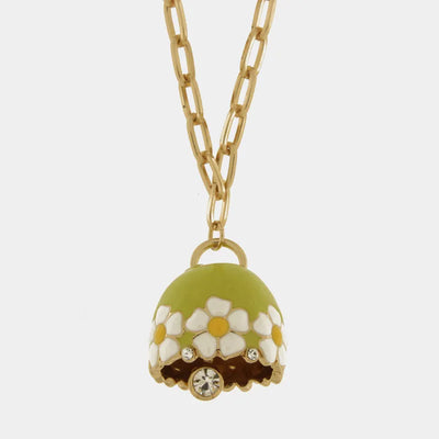 Collana in Metallo con campanella verde e fiori