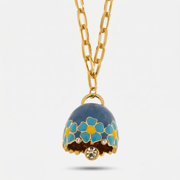 Collana in Metallo con campanella blu e fiori - BYSIMON gioielli