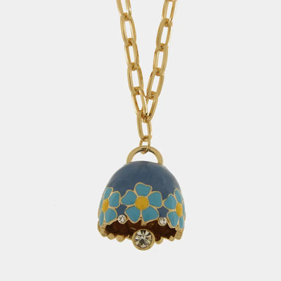 Collana in Metallo con campanella blu e fiori - BYSIMON gioielli