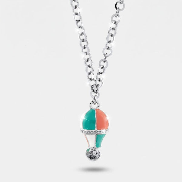 Collana in Metallo con mongolfieraverde e rosa - BYSIMON gioielli
