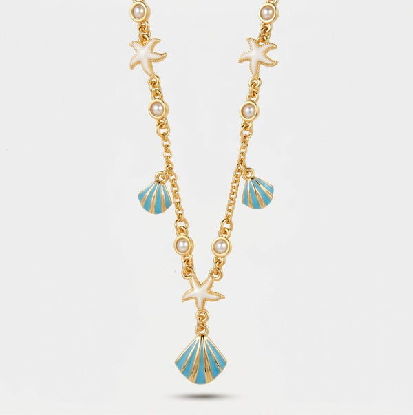 Collana con conchiglie turchesi e stelle marine | gioielli con conchiglie | BYSIMON