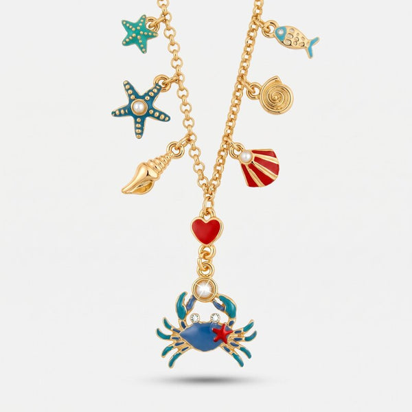 Collana con granchio stelle marine e conchiglie | gioielli con conchiglie estate | BYSIMON