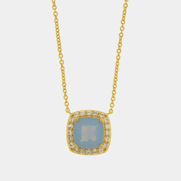 Collana in Metallo quadrato azzurro - BYSIMON gioielli