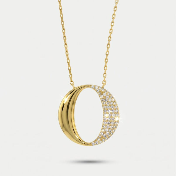 Collana in Metallo ovale alternato liscio e pavè - BYSIMON gioielli