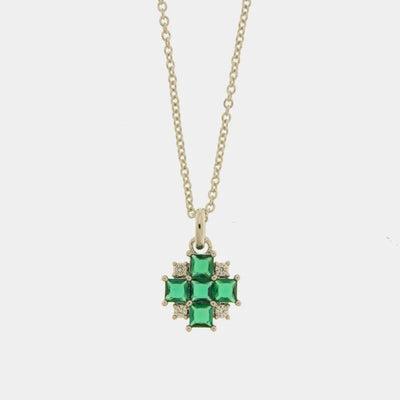 Green cross metal necklace