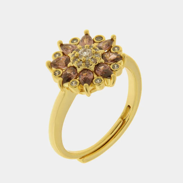 Anello in Metallo fiore zirconato - BYSIMON gioielli