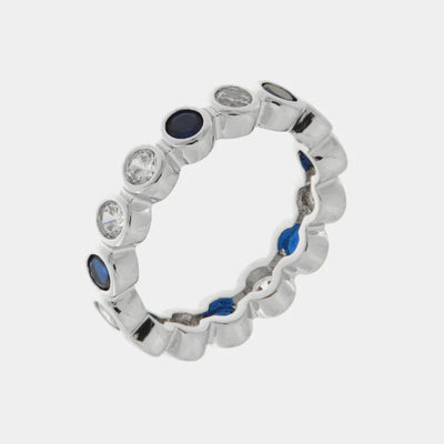 Anello in Metallo giro di zirconi blu - BYSIMON gioielli