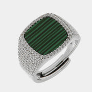 Anello in Metallo chevalier quadrato verde - BYSIMON gioielli