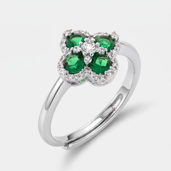 Anello in Metallo fiore zirconato verde - BYSIMON gioielli