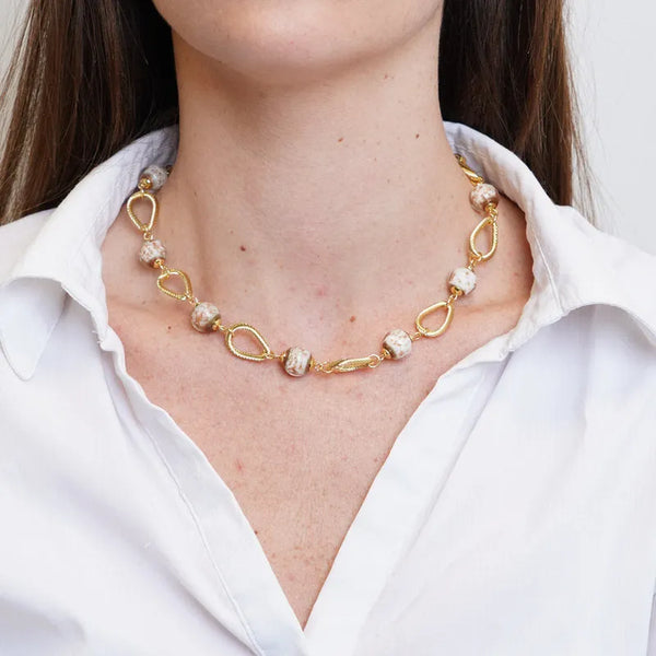 Collana in Metallo con cristalli ispirati all'art glass - BYSIMON gioielli