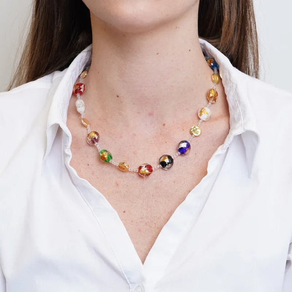 Collana in Metallo con cristalli colorati ispirati all'art glass - BYSIMON gioielli