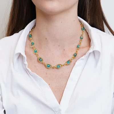 Collana in Metallo con cristalli verdi ispirati al vetro di Murano - BYSIMON gioielli