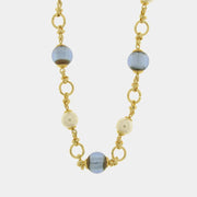 Collana in Metallo con cristalli blu ispirati al vetro di Murano