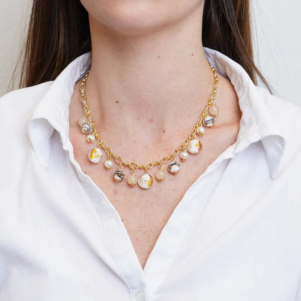 Collana in Metallo con cristalli ispirati all'art glass - BYSIMON gioielli